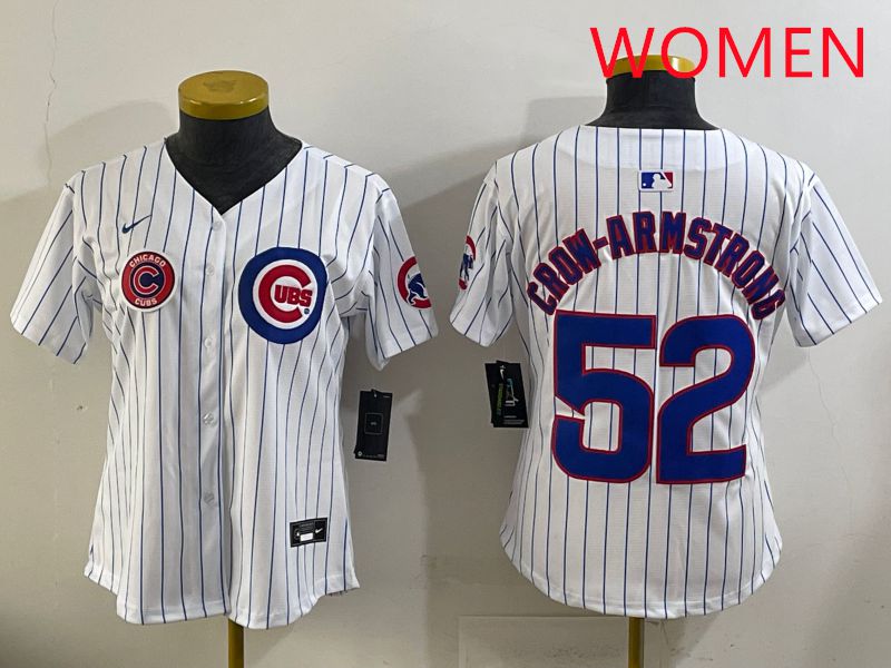 Women 2025 Chicago Cubs #52 Crow-Armstrong White Stripe Game Nike MLB Jersey style 7->women mlb jersey->Women Jersey